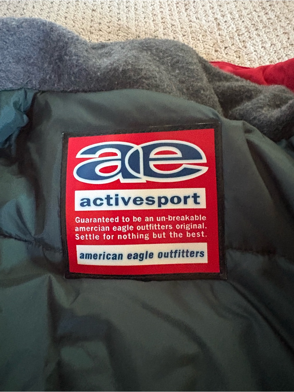 Vintage American Eagle Combo Vest /Men's Two-Tone Red and Navy Winter Jacket - Picture 5 of 8